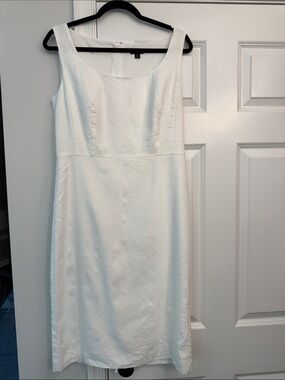 Ann Taylor White Sleeveless Midi Sheath Dress